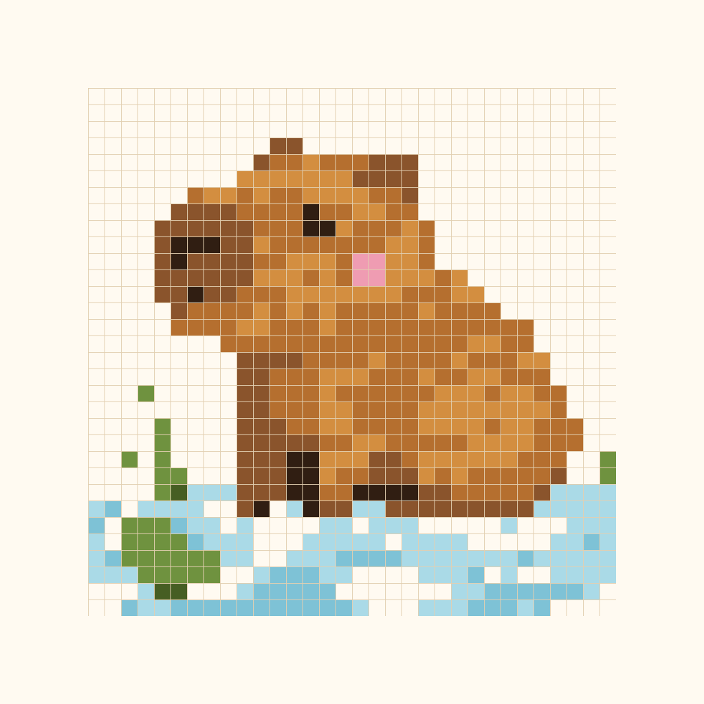 Pixel-art capybara from Olivia's Color Book